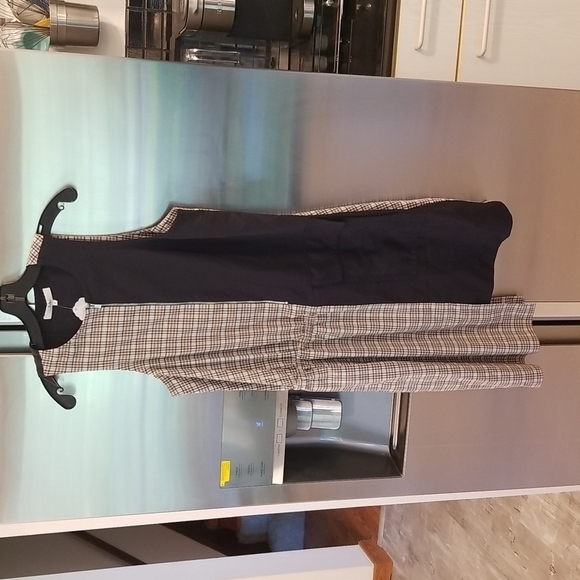 💕TIBI💕 Sana Check Colorblock Sleeveless Midi Dress Recycled Wool Blend Shift 6 - Picture 12 of 16